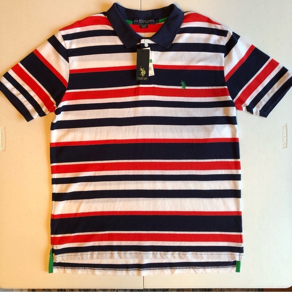 NWT Polo by Ralph Lauren Men’s Striped Shirt - Red, White & Blue Size L - Picture 1 of 6